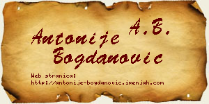 Antonije Bogdanović vizit kartica